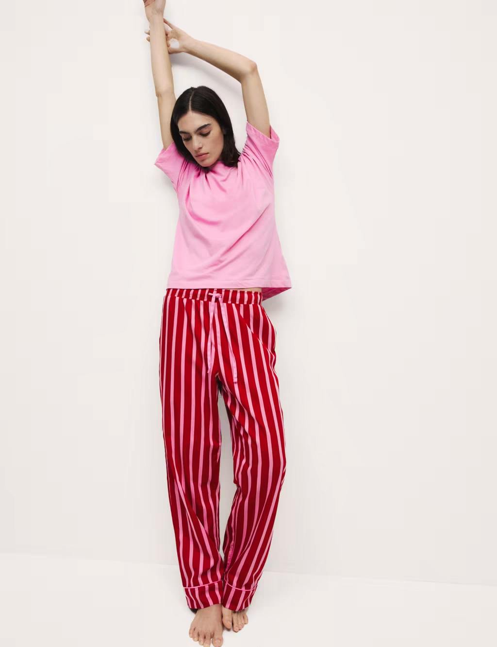 M&S Women's Candy Striped Family Christmas Pyjama Set with Eye Mask, £25