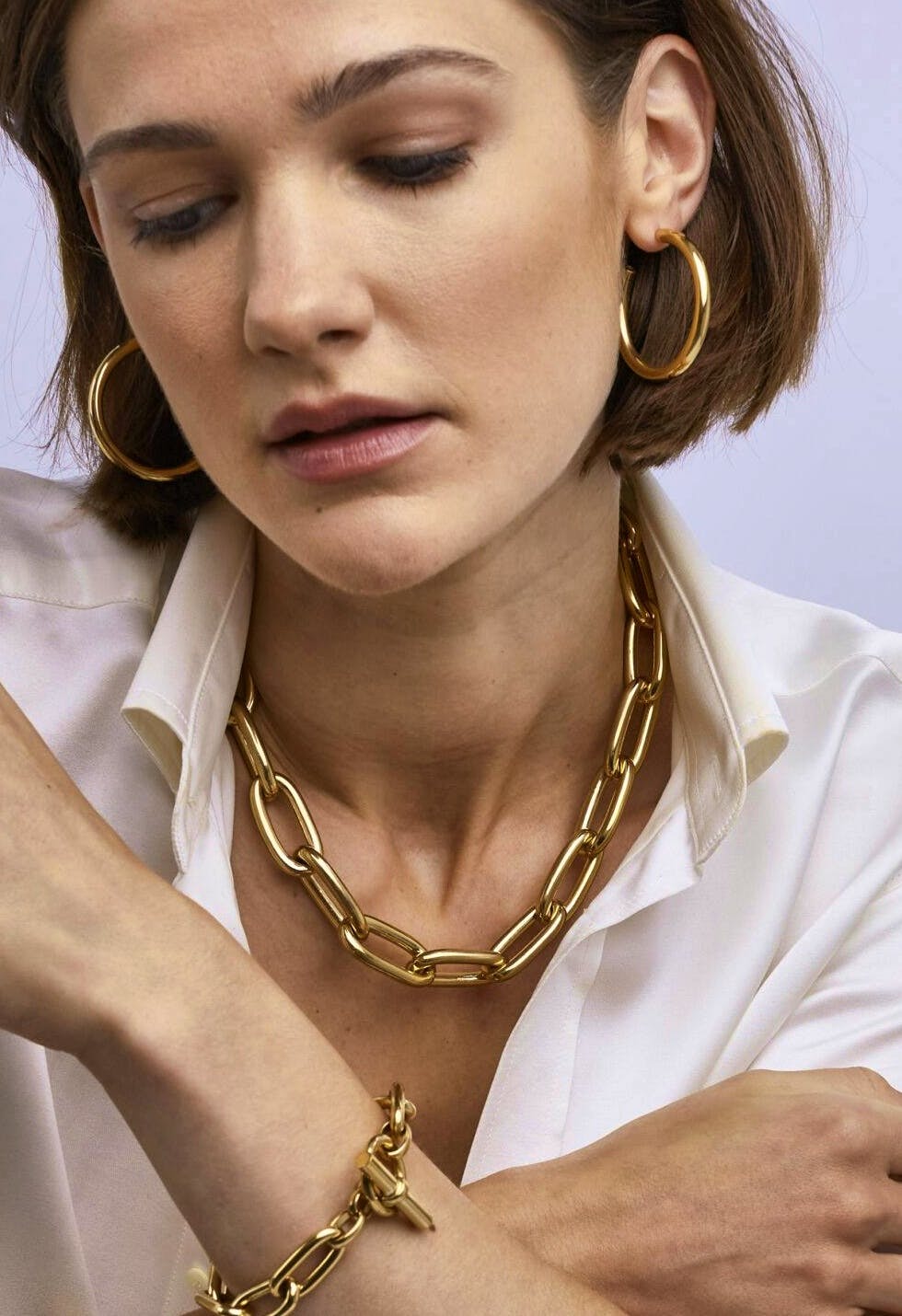 Tilly Sveaas Large Gold Oval Chain Necklace, £950