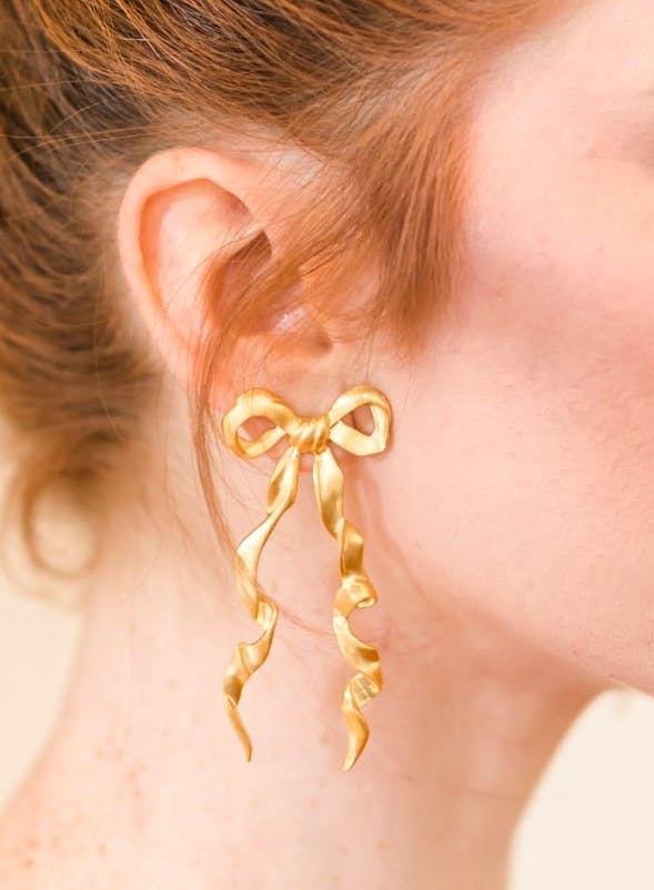 Wolf And Badger Elongated Bow Earrings, £80