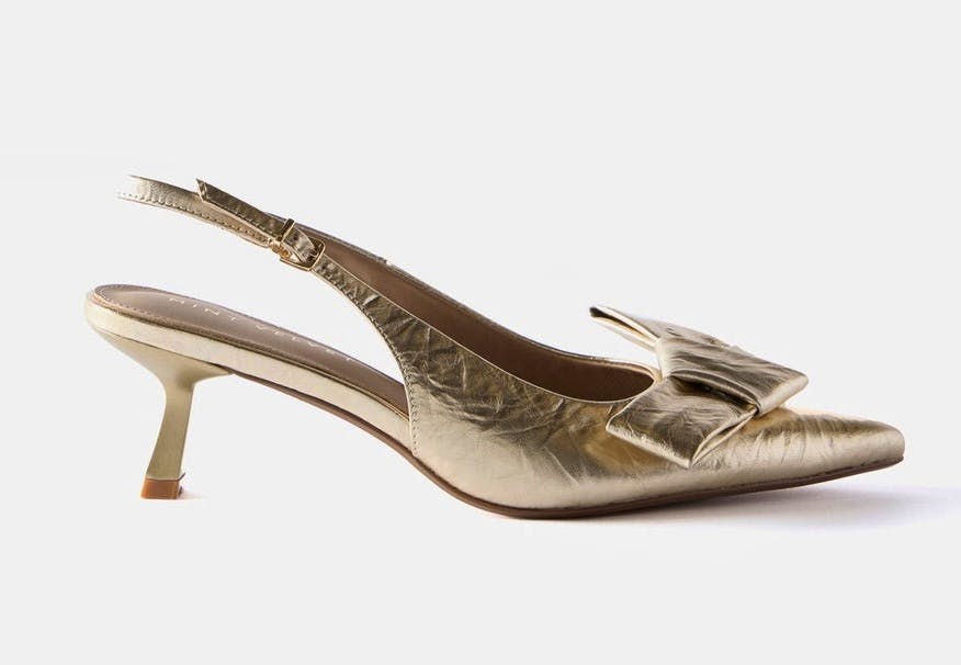 Mint Velvet Gold Slingback Kitten Heels, £120