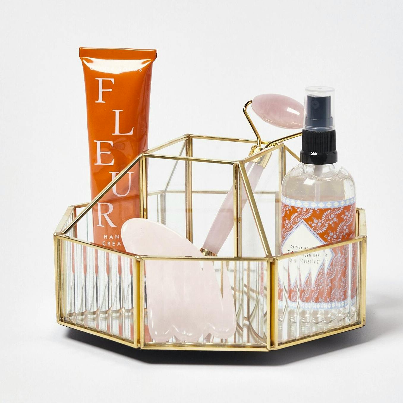 Oliver Bonas Loire Gold And Glass Carousel Beauty Storage, £39.50