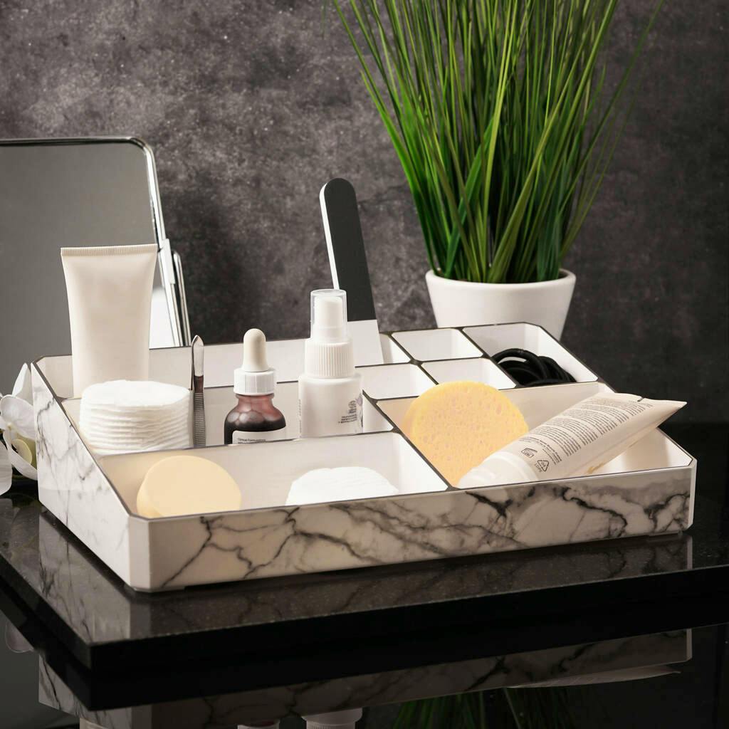 Not On The High Street White And Silver Marble Make-Up Organiser Tray, £15