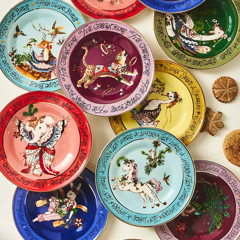 Anthropologie Phannapast Taychamaythakool Twelve Days of Christmas Dessert Plate, £16