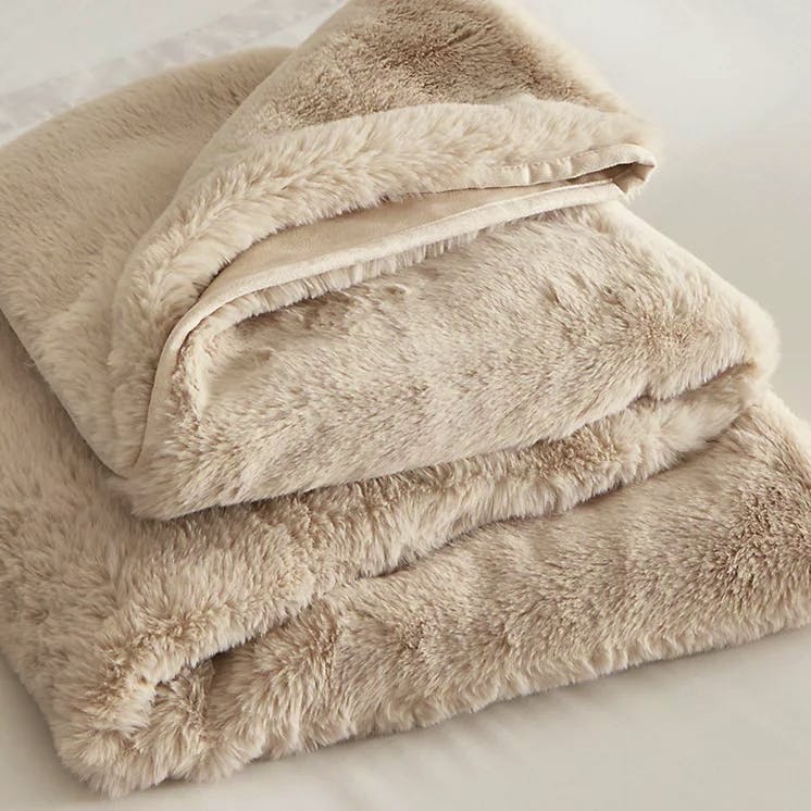 The White Company Super Soft Faux Fur Heated Blanket, £150
