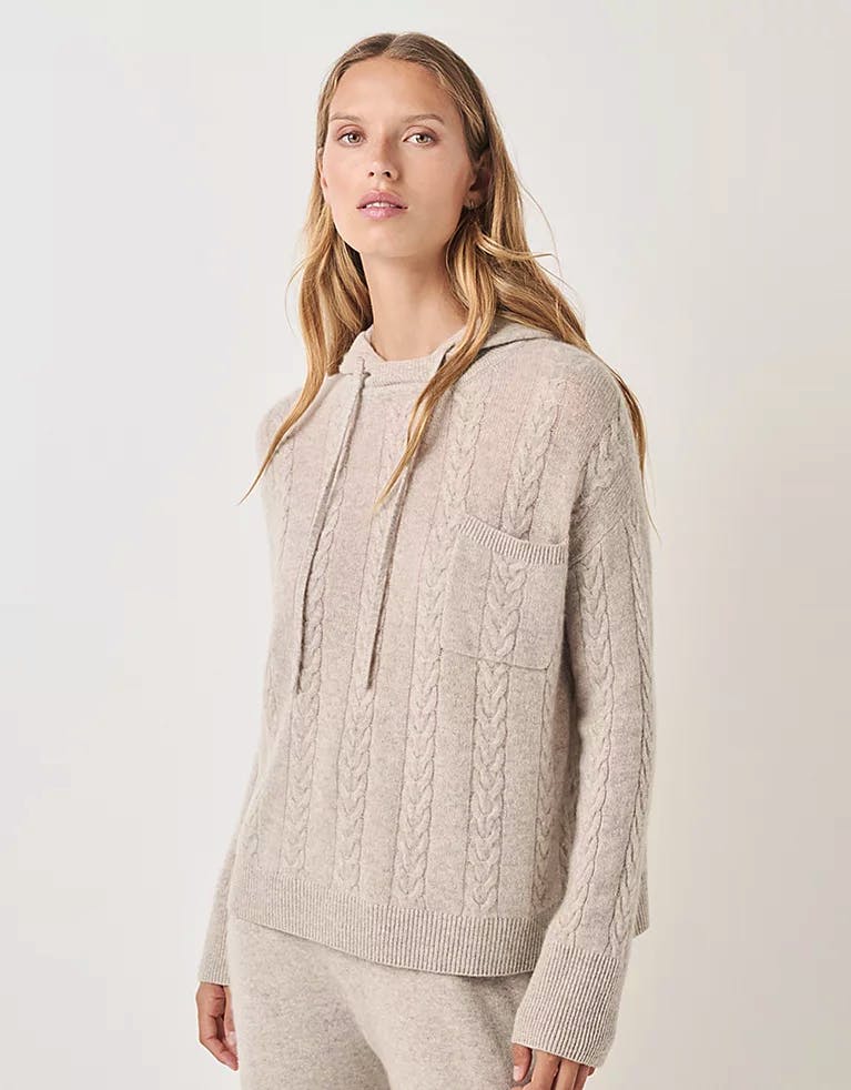 The White Company Cashmere Cable Hoodie, £200