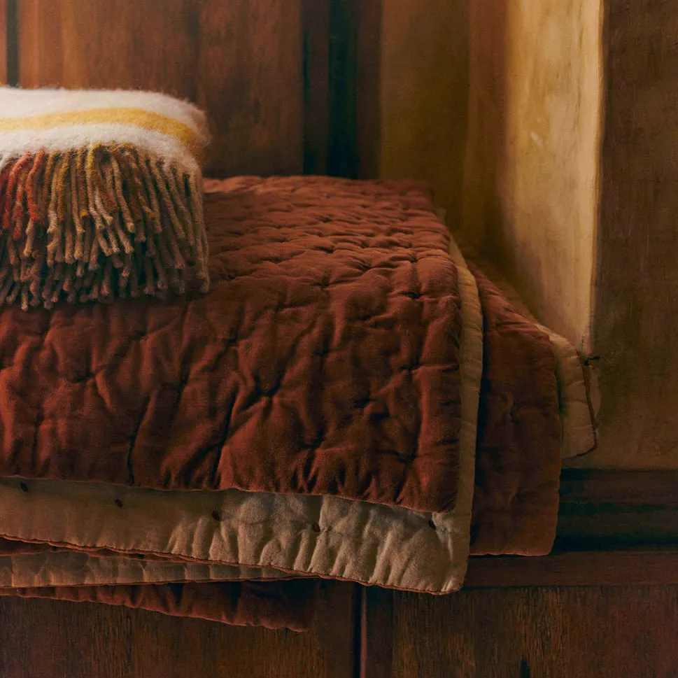 Toast Hand Quilted Velvet Throw, £260