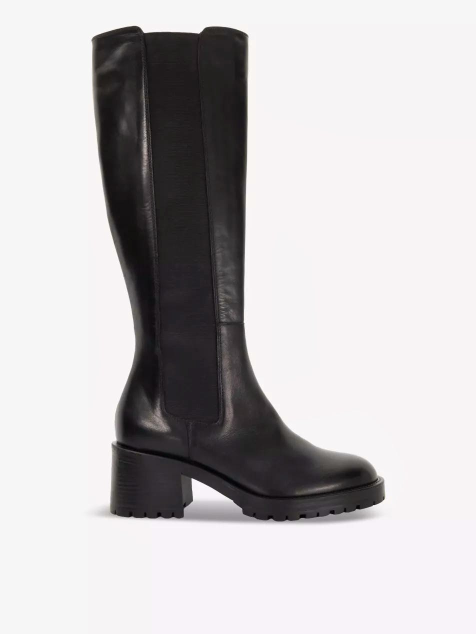 Dune Tessia Block-Heel Leather Knee-High Boots, £200