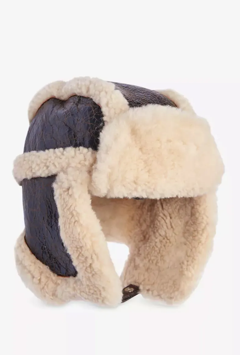 The Kooples Shearling-Trim Leather Chapka Hat, £147 (Was £250)