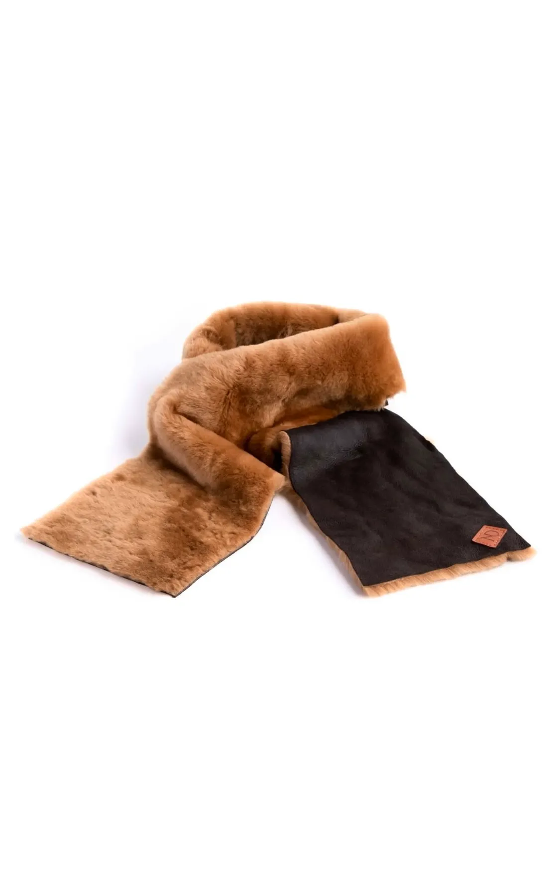N’Damus London Aviator Brown Shearling Wool & Leather Scarf, £125