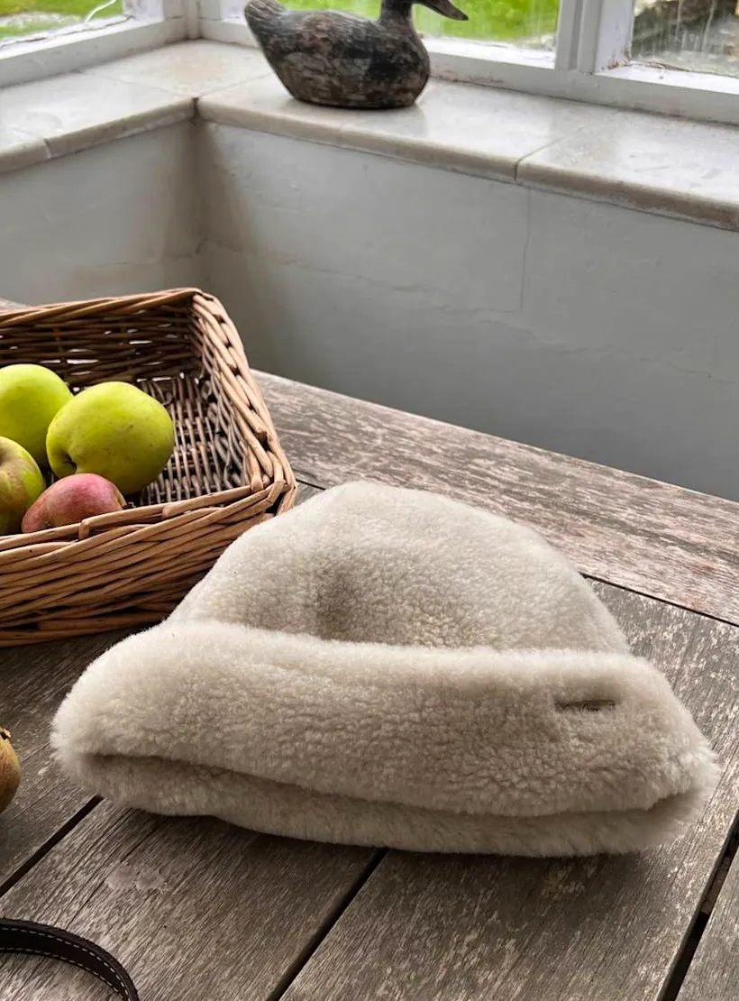 Owen Barry Sheepskin Hat Cream Beanie – Bailey, £110