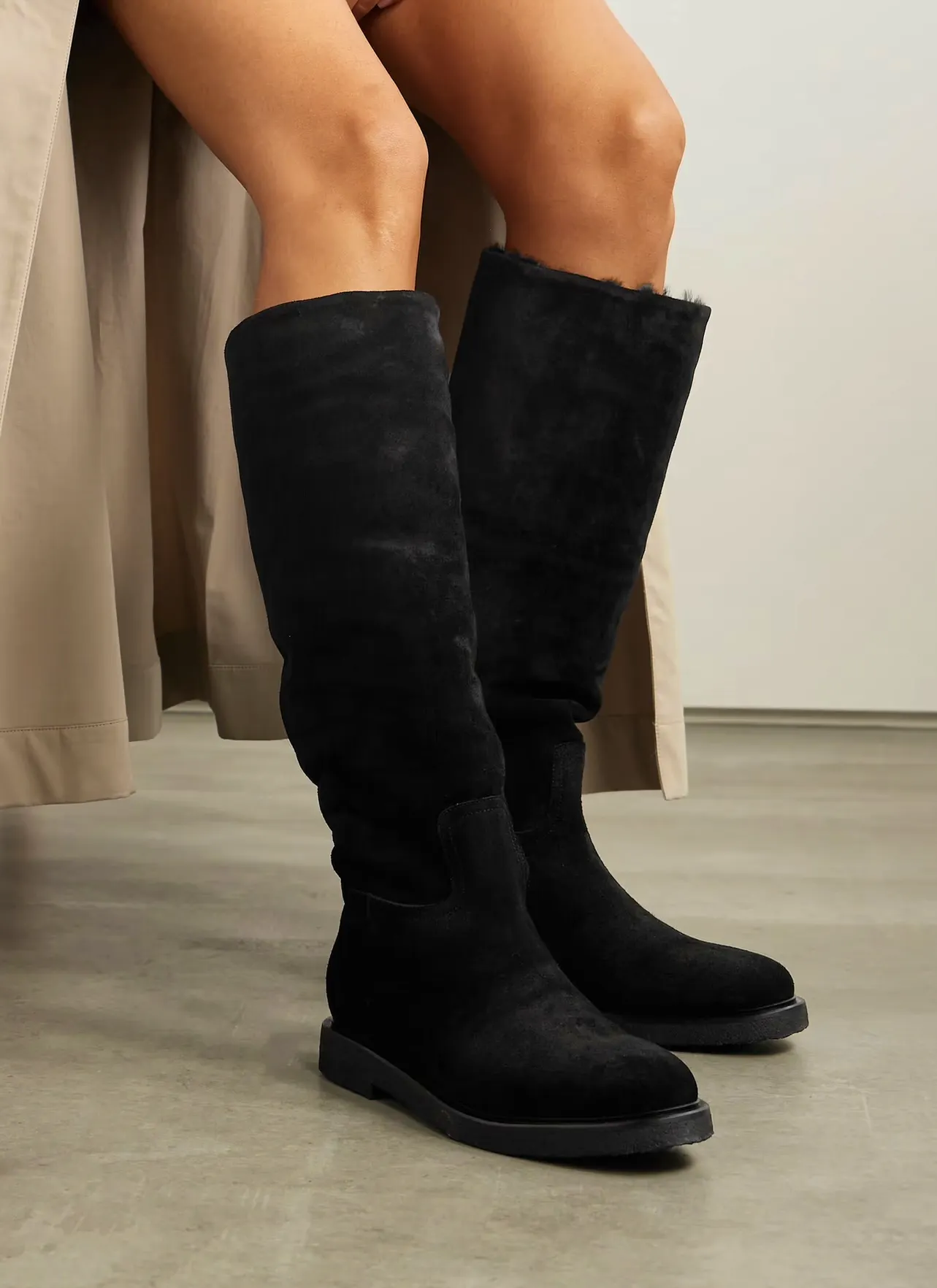 Legres Shearling-Lined Suede Knee Boots, £800