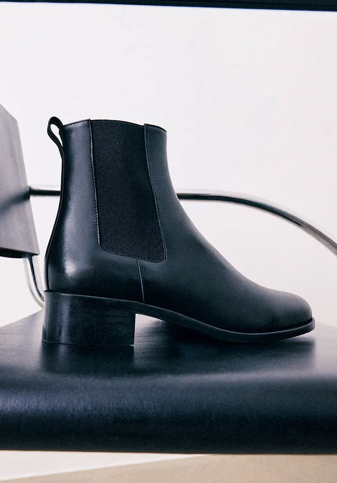 Flattered Lucie Leather Black Boots, NOW £135