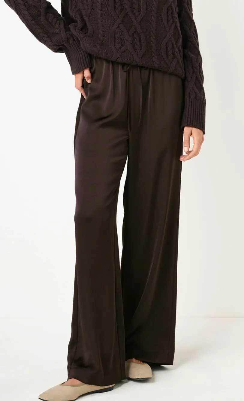 The White Company Drawstring Satin Wide Leg Trousers, NOW £72
