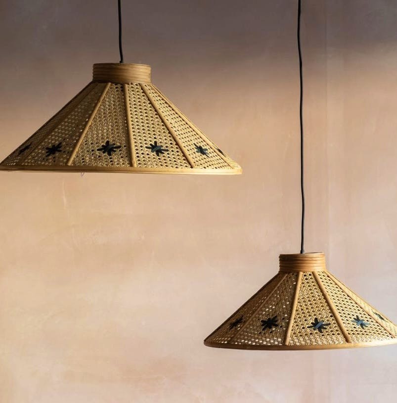 Graham & Green Pair of Two Rattan Ceiling Lamps, £279