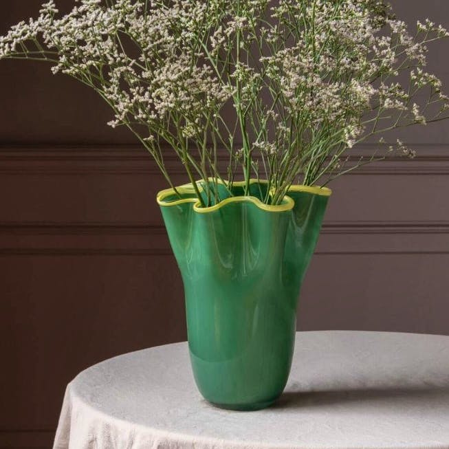 Graham & Green Green and Yellow Ruffle Vase – Large, £96