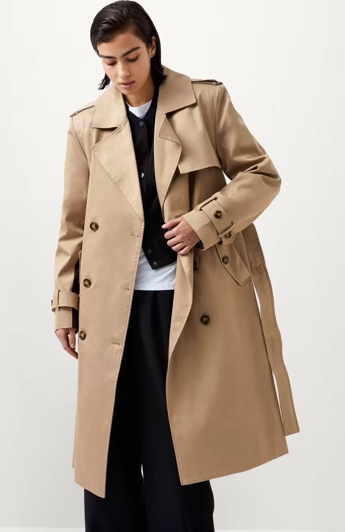 M&S French Connection Twill Oversized Longline Trench Coat, NOW £109