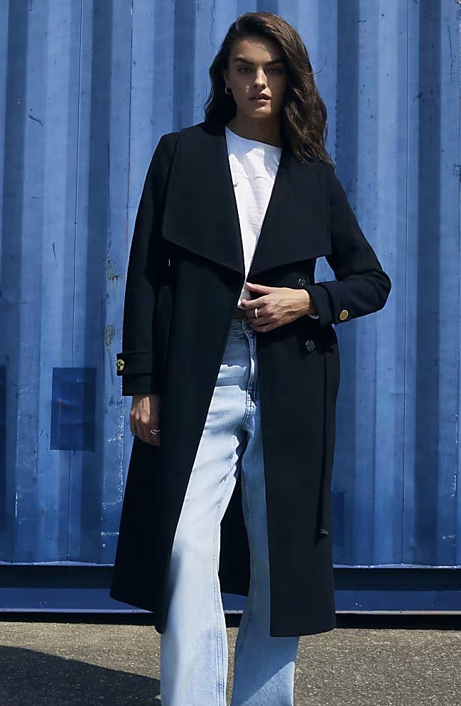 River Island Black Belted Wrap Coat, £75