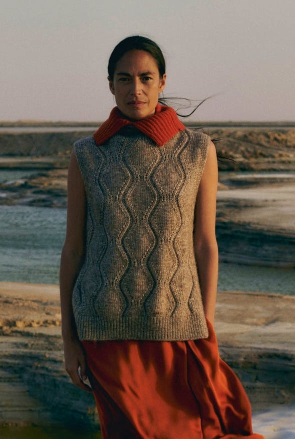 Toast Cotton Alpaca Reverse Cable Tank, £195