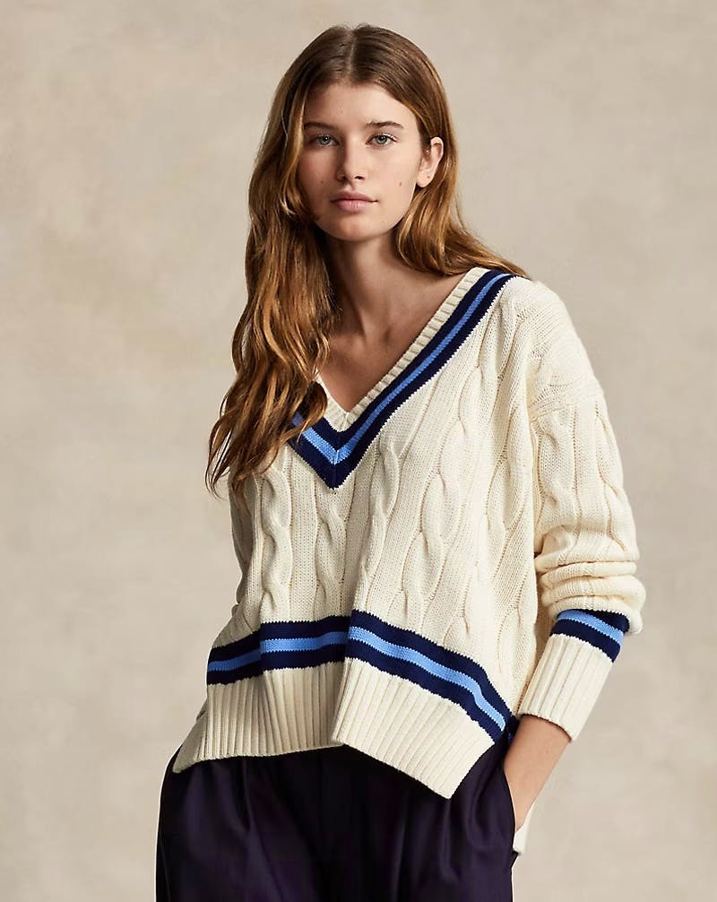 Ralph Lauren Cable-Knit Cotton Cricket Jumper, £269