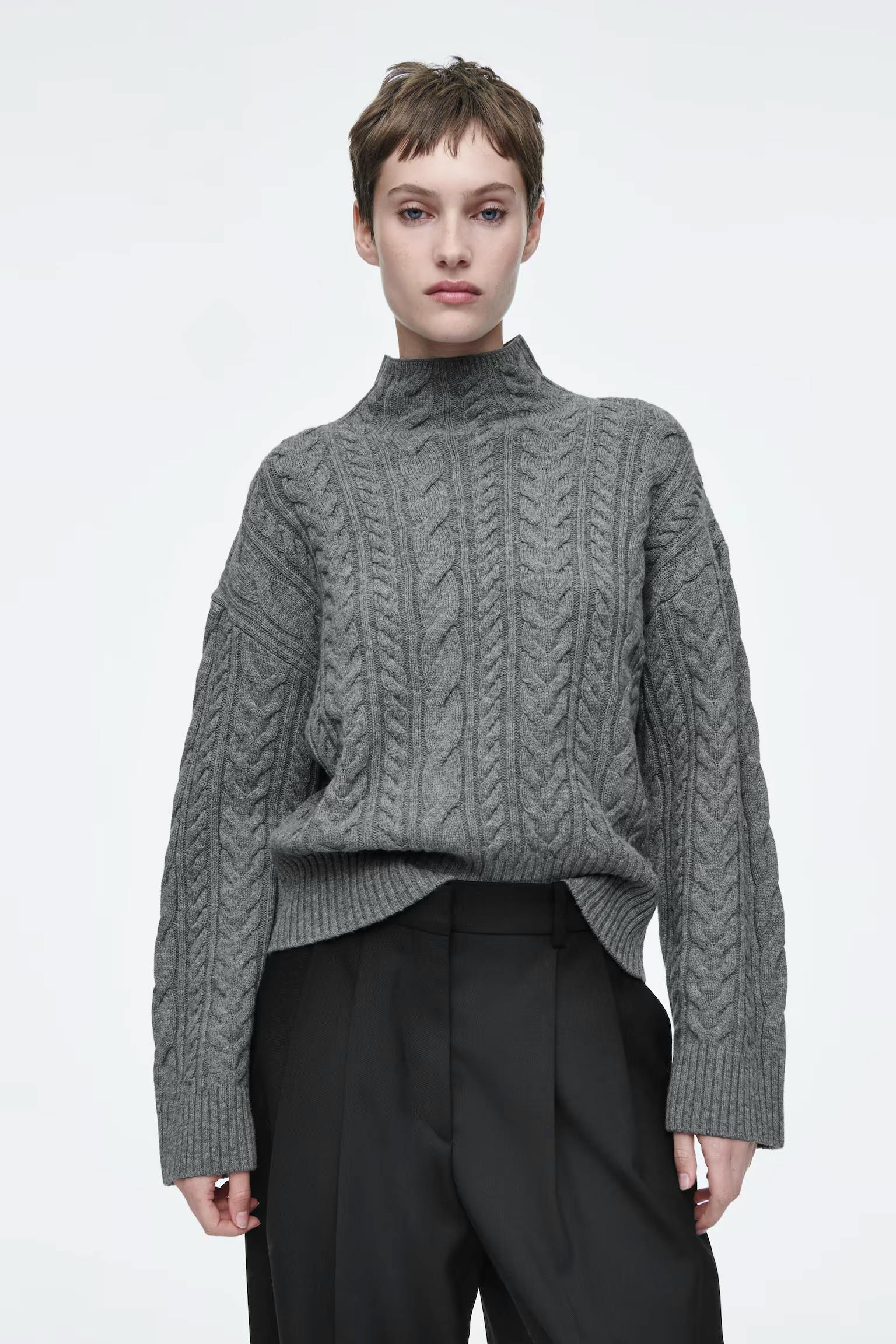 Cos Cable-Knit Wool Funnel-Neck Jumper, £95