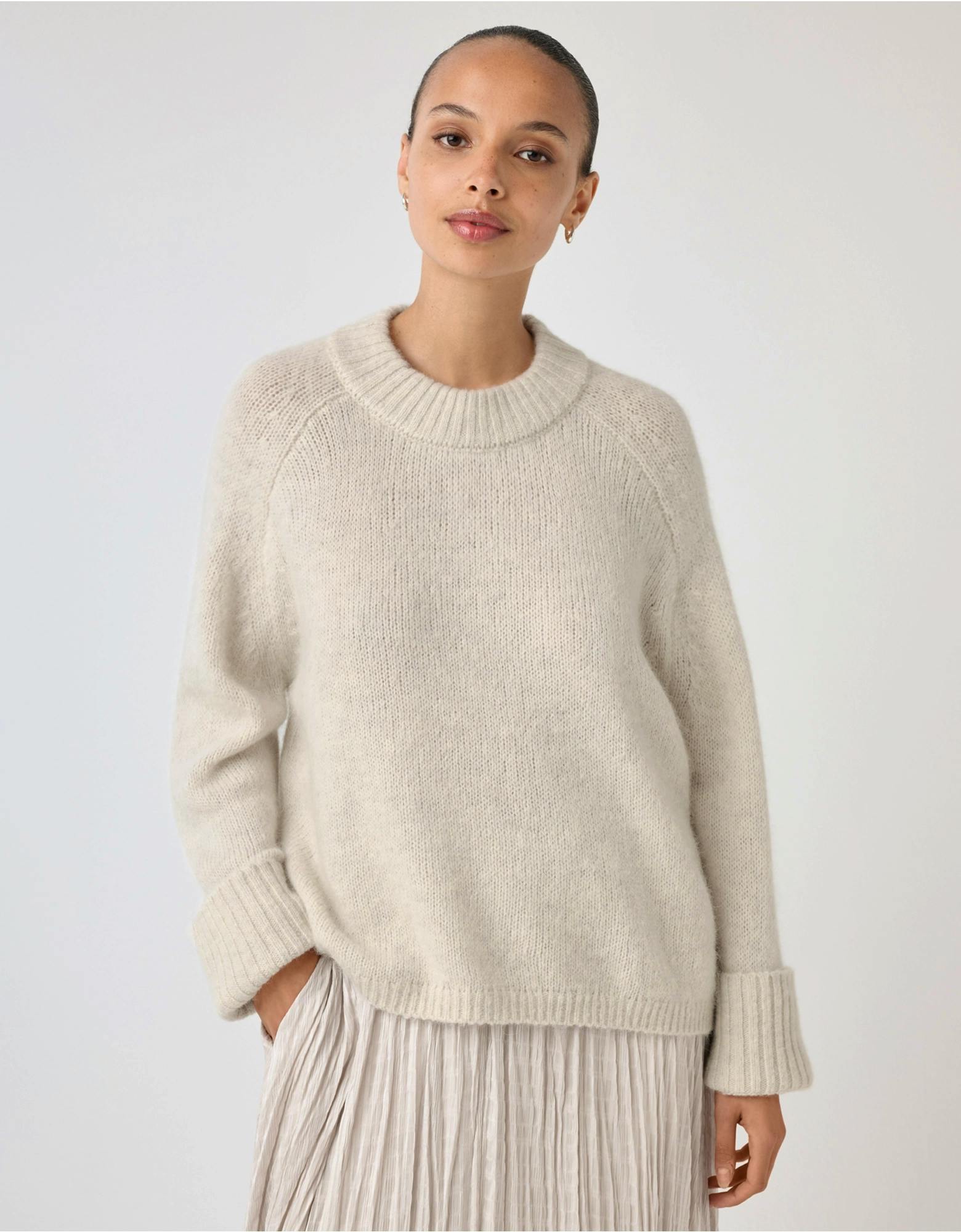 Saddle Shoulder Crew Neck Jumper with Alpaca £110