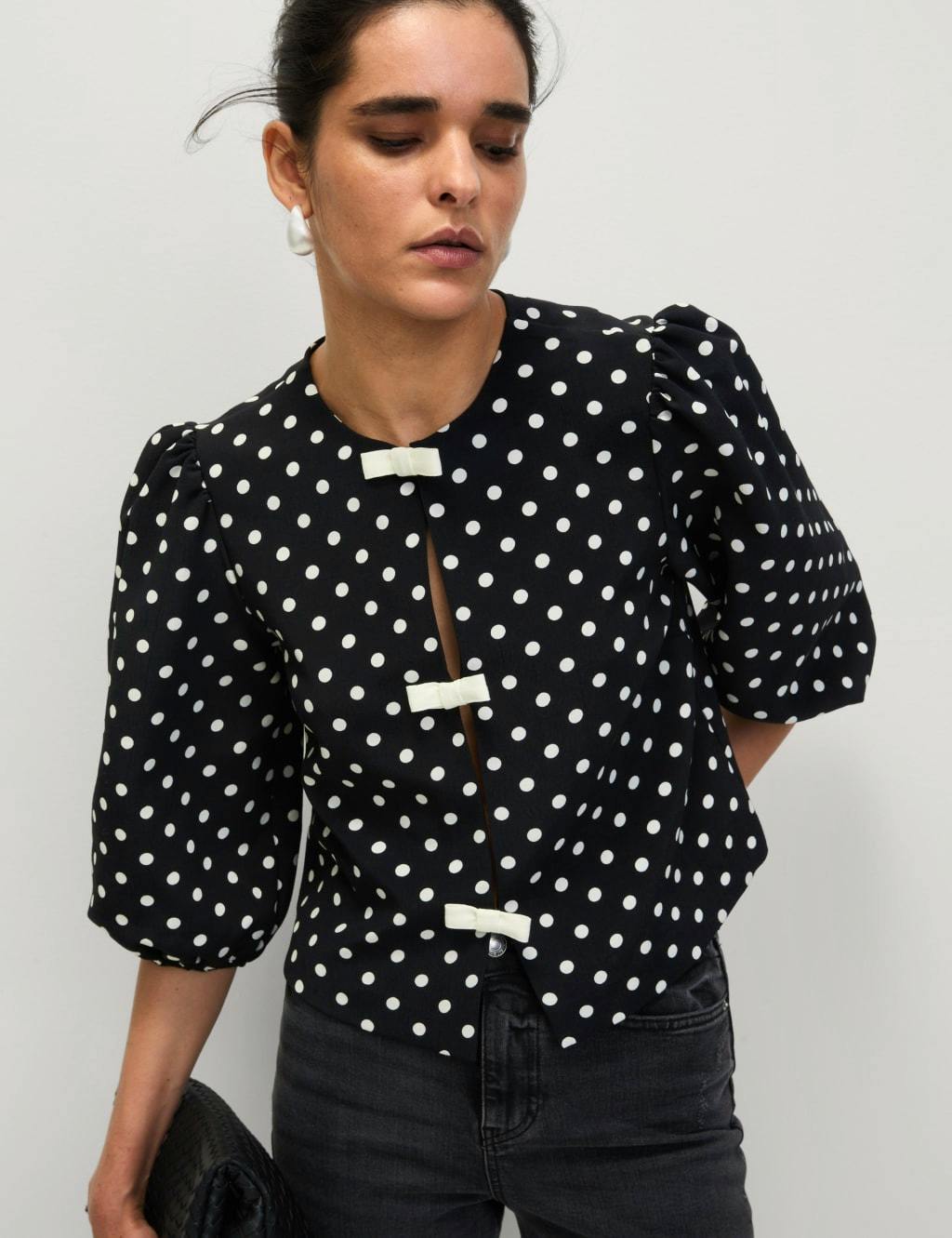 Polka Dot Puff Sleeve Blouse £37.50