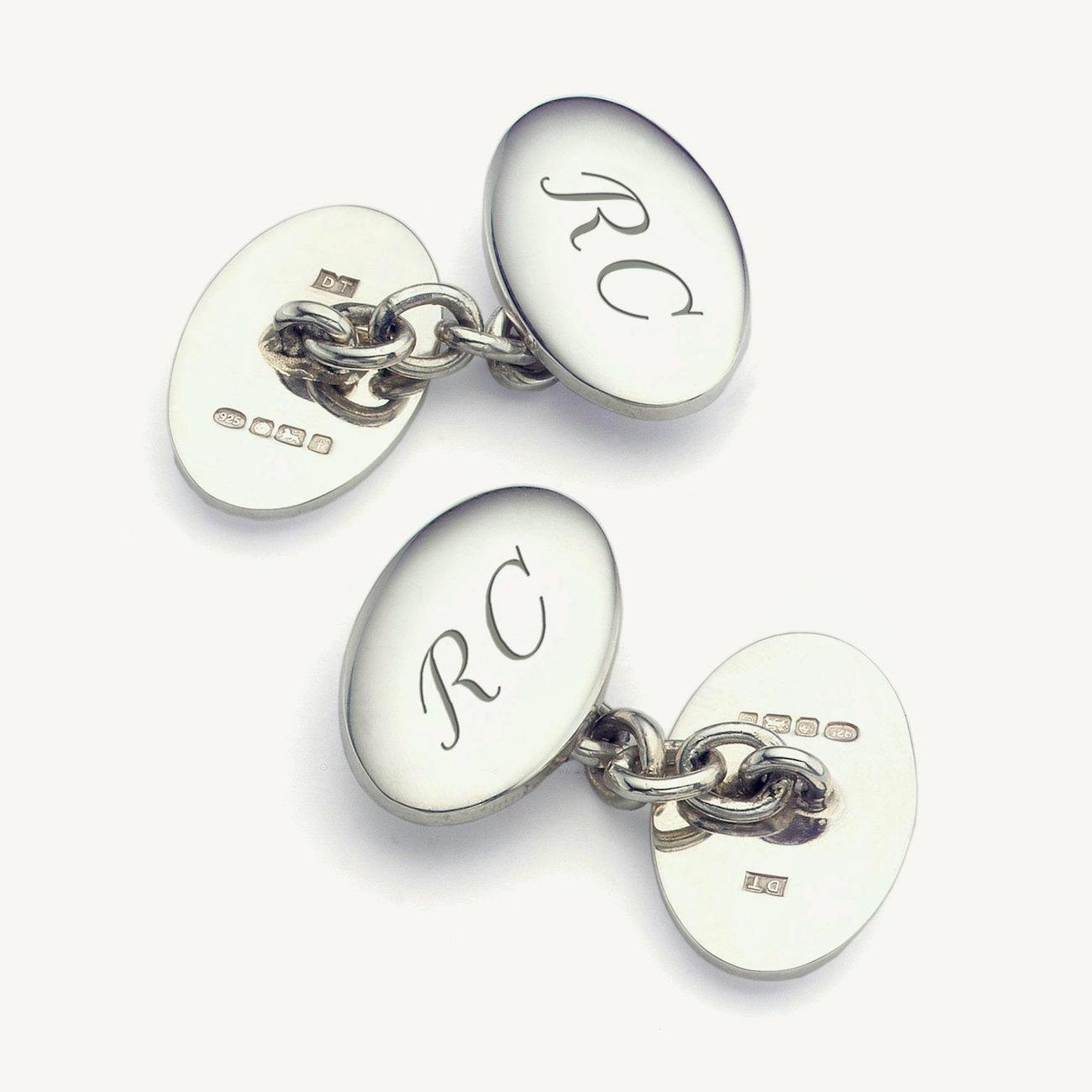 Aspinal of London Double Domed Sterling Silver Engraved Cufflinks, £150
