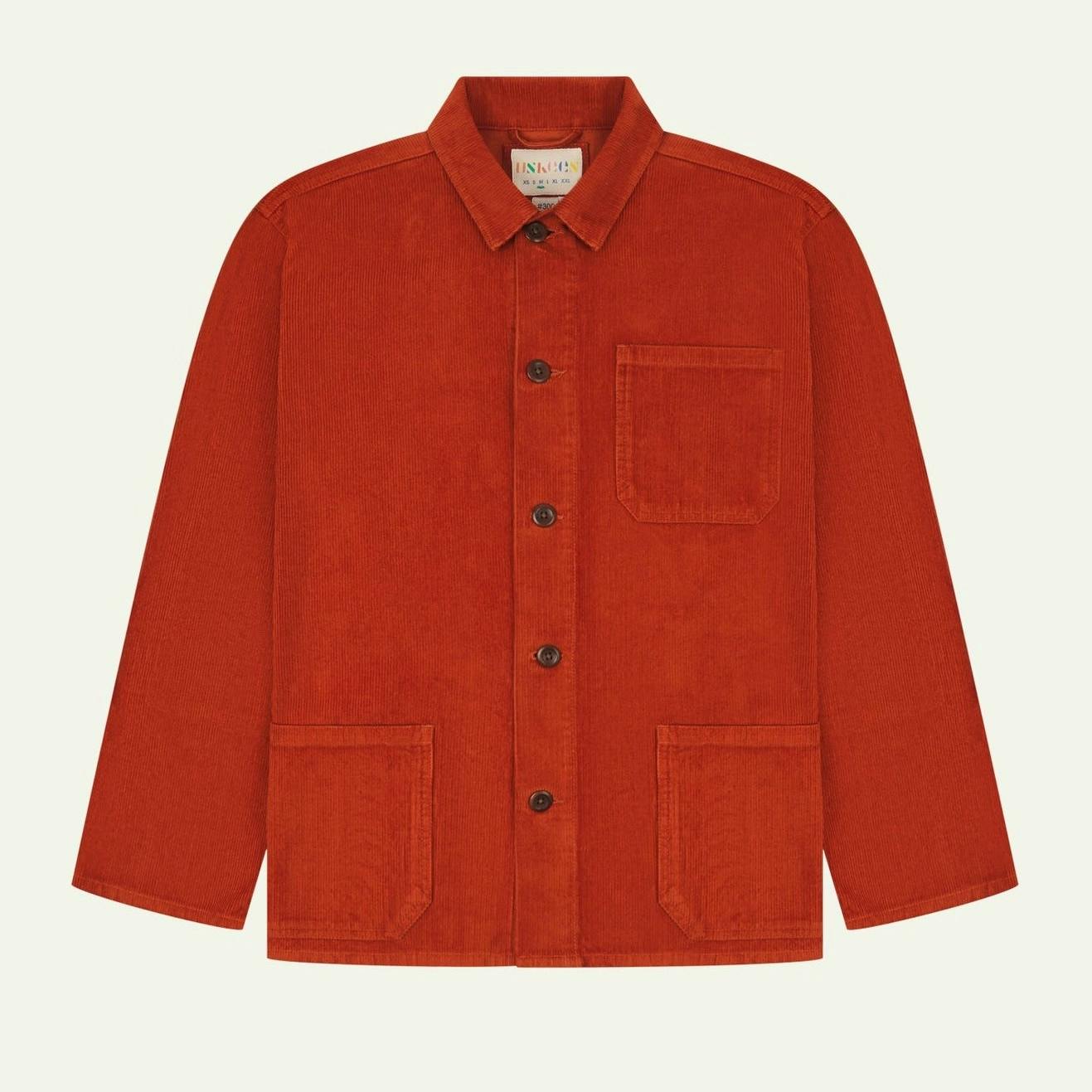 Uskees #3001 Buttoned Cord Overshirt – Rust, £95