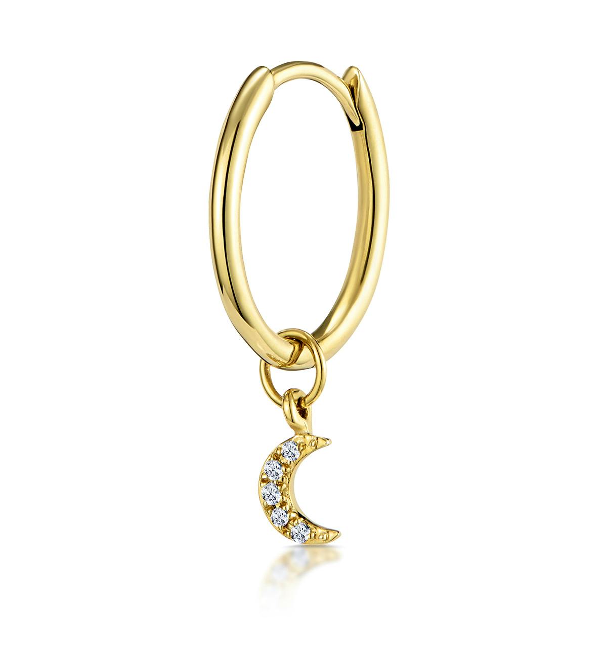 The Diamond Store Single Stellato Diamond Moon Charm Huggie Earrings, NOW £118