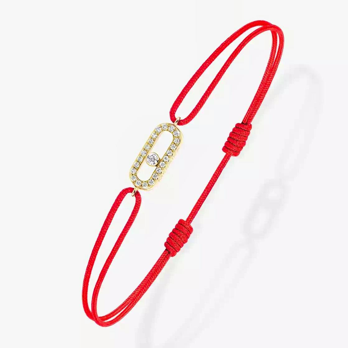 Messika Move Uno Red Cord Bracelet Yellow Gold Diamond, £600