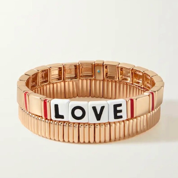 Roxanne Assoulin Golden Love Set Of Two Gold-Tone And Enamel Bracelets, £185