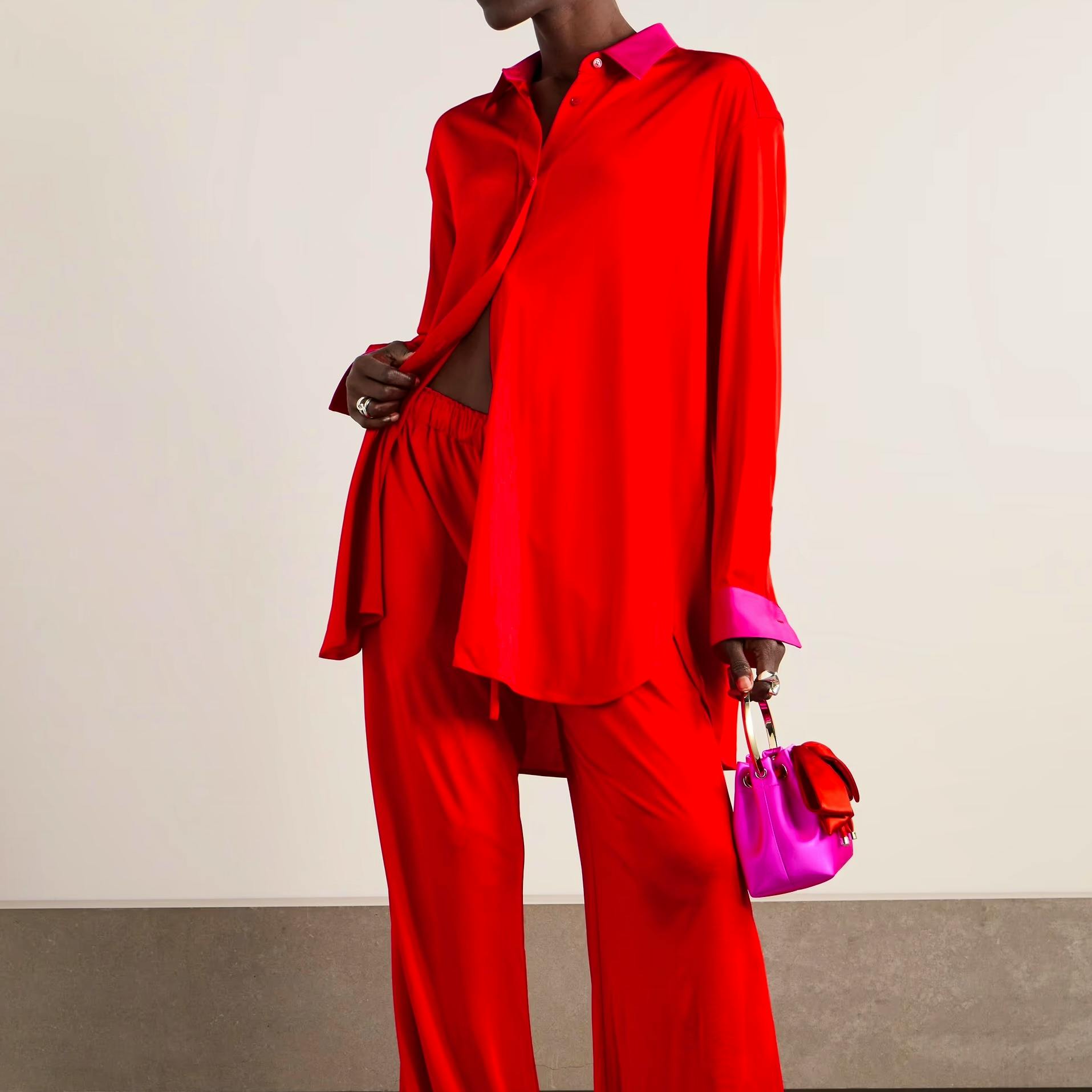 AZ Factory Aka Wide-Leg Striped Satin Pajama Pants, NOW £312