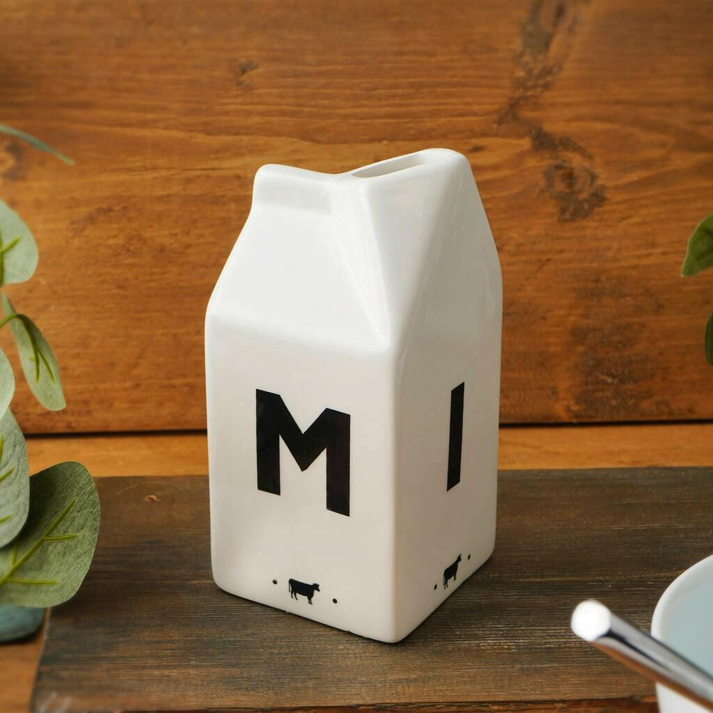 Not On The High Street White Ceramic Milk Jug Slogan 'Milk', £19.50 now 15.60