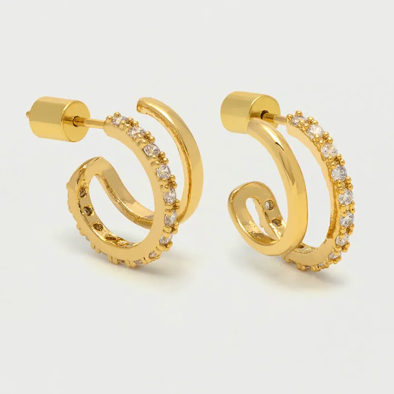 Estella Bartlett Gold Plated Double Hoop Pave Earrings, £39