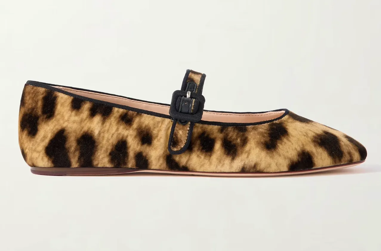 Loeffler Randall Ginger Leopard-Print Velvet Ballet Flats, £215