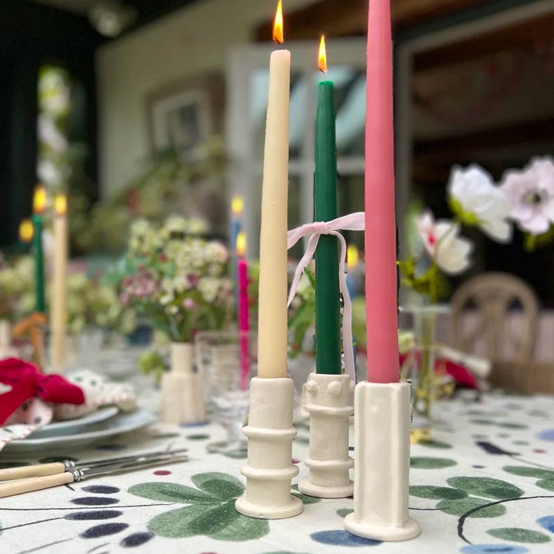 Willow Crossley Stoneware Tall Candlestick Set, £68