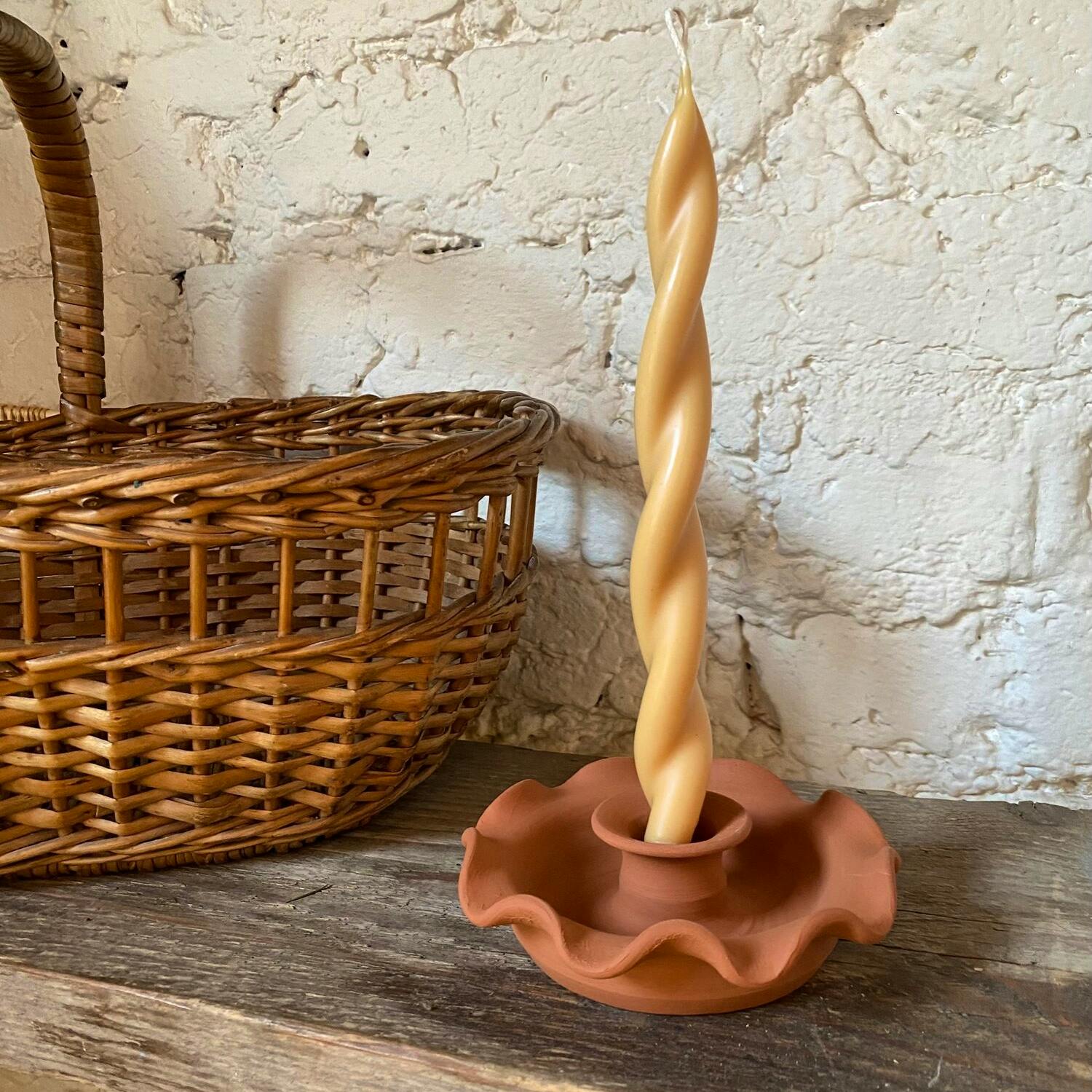 Straw London Wavy Terracotta Candlestick Holder, £24