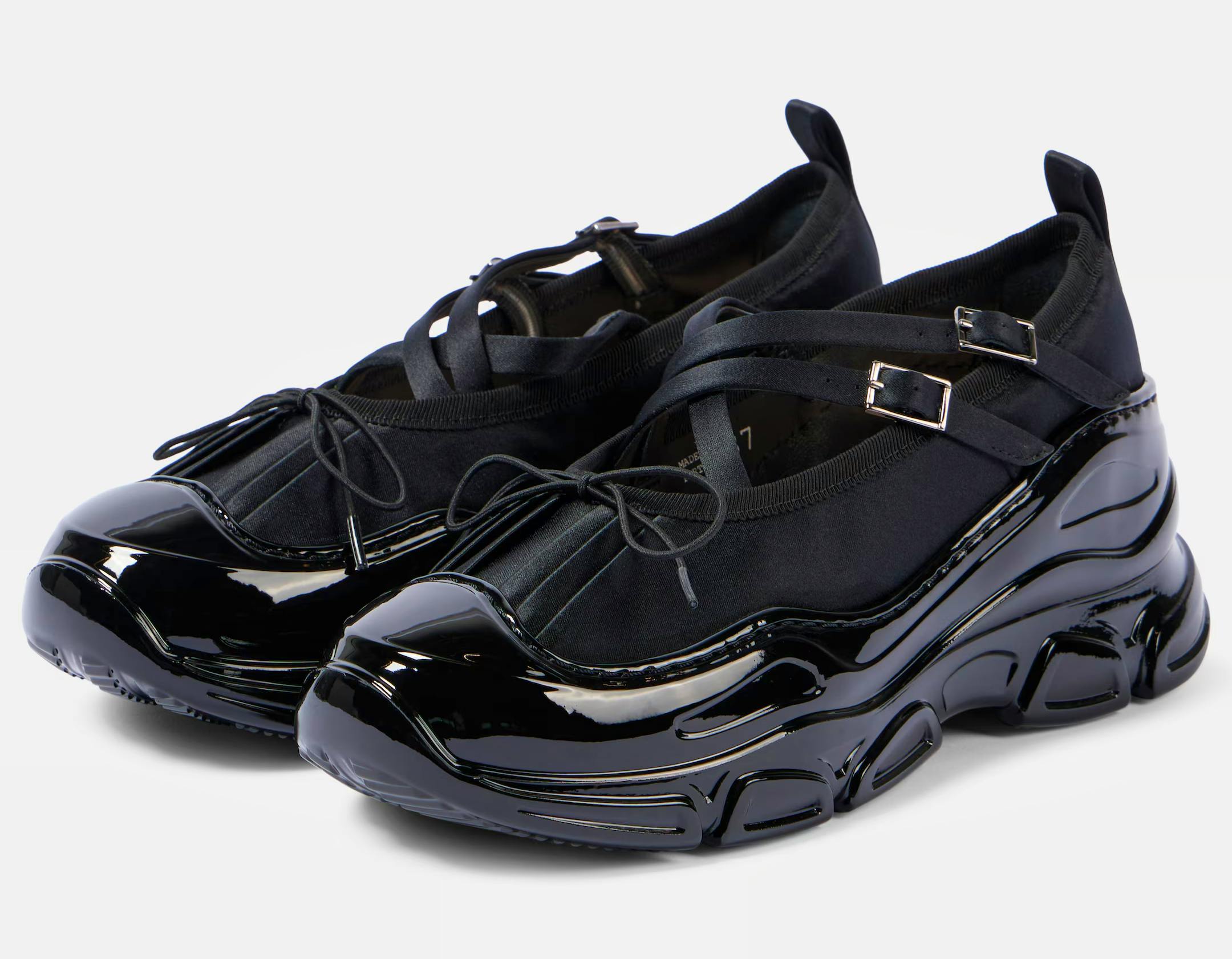 Simone Rocha Crystal Buckle Tracker Leather-Trimmed Shoes, £685