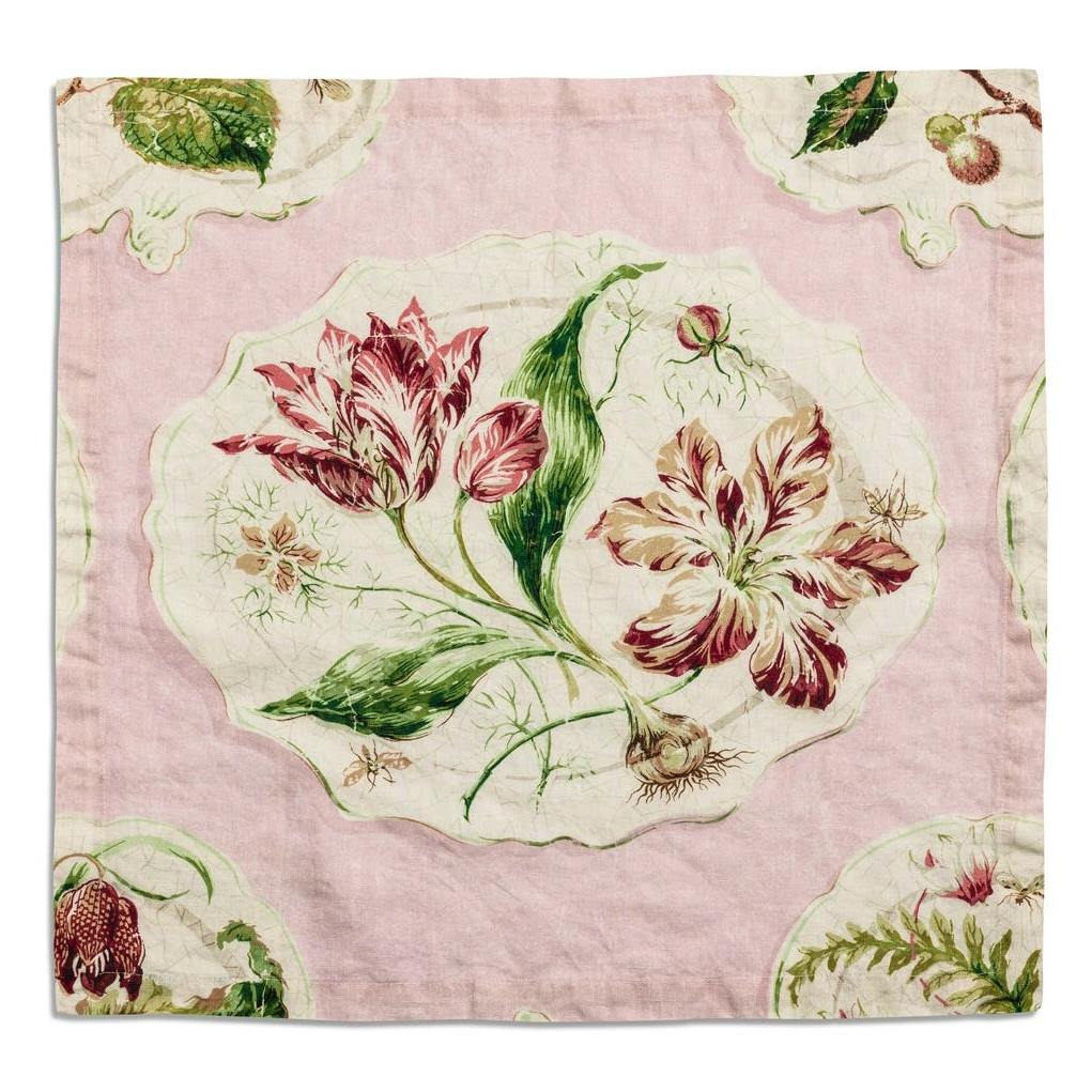 Daylesford X Colefax Quince Garden Napkin in Pink with Tulip, £22