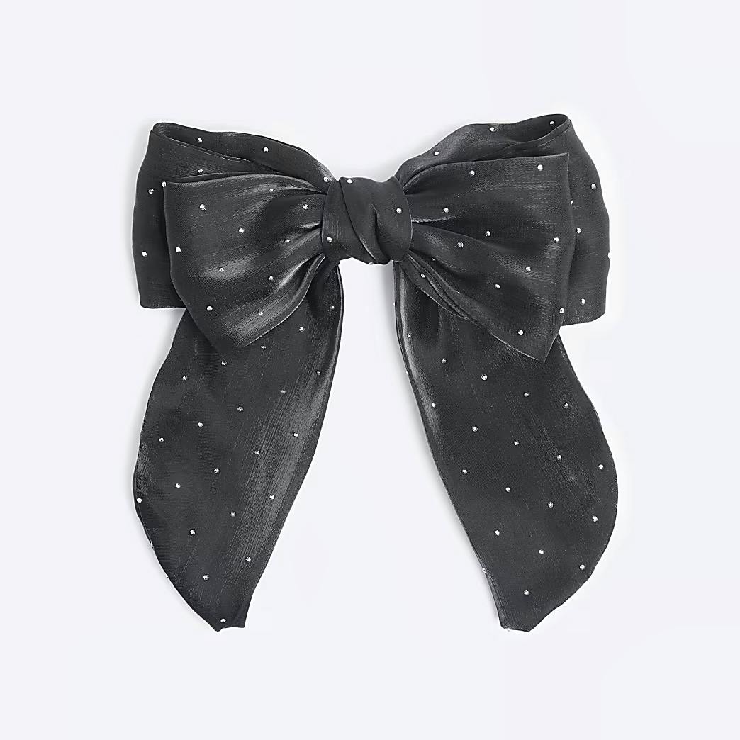 River Island Black Diamante Bow hairclip, £10