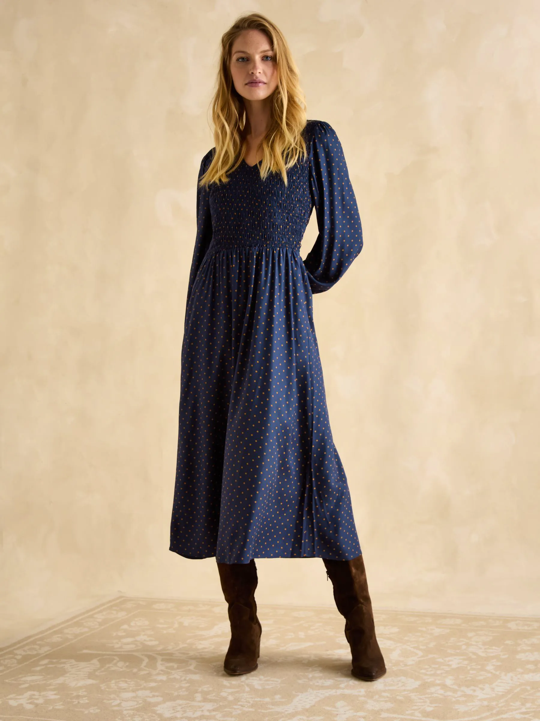 Lilliana Navy Shirred Dress £59