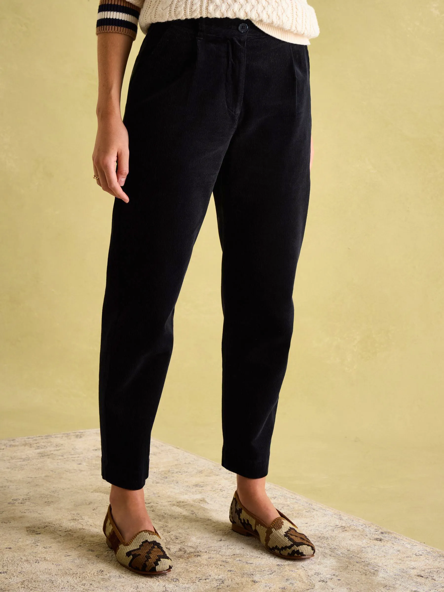 Calla Navy Corduroy Tapered Trousers £59.95