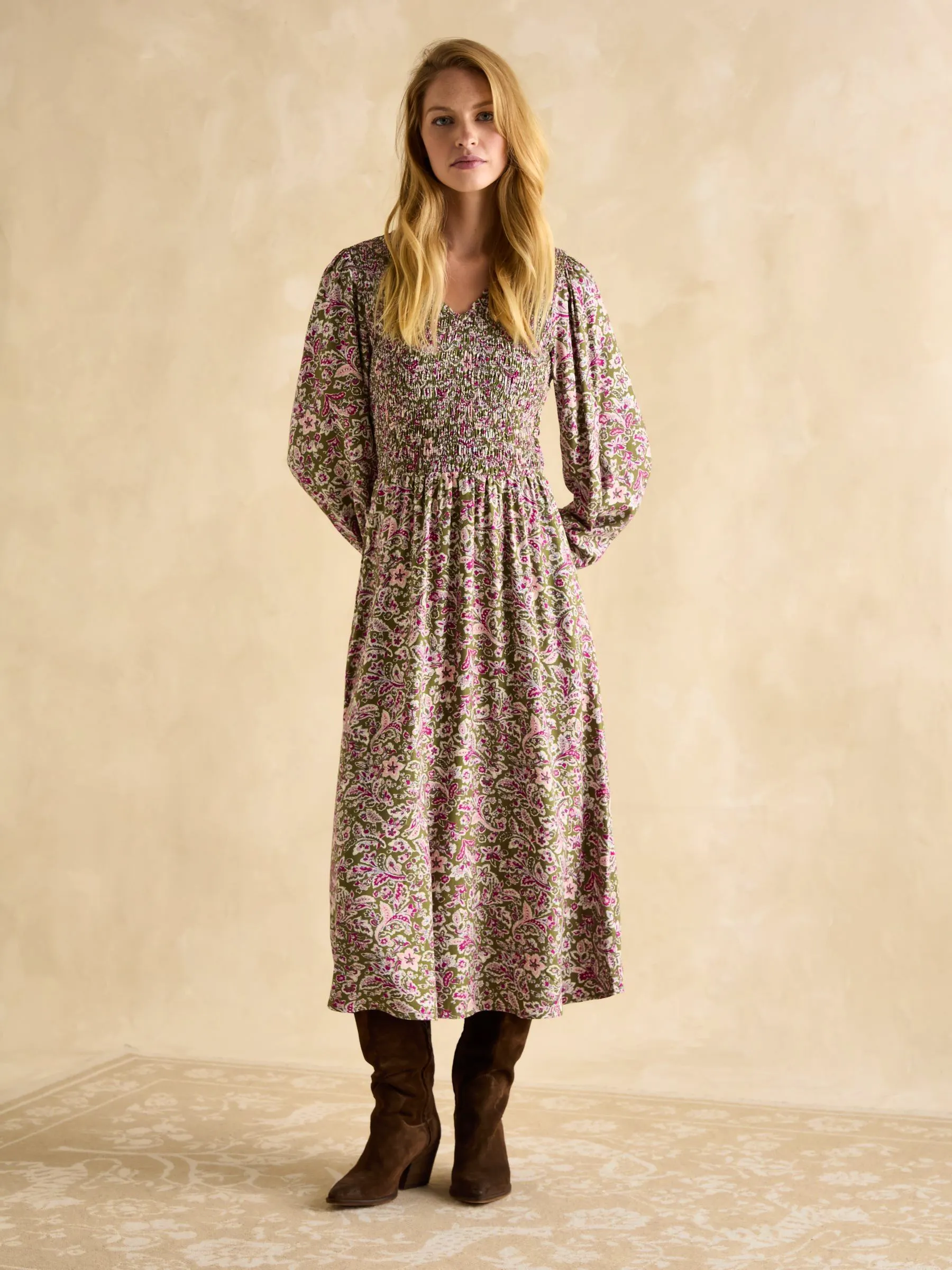 Lilliana Pink/Green Shirred Dress £59