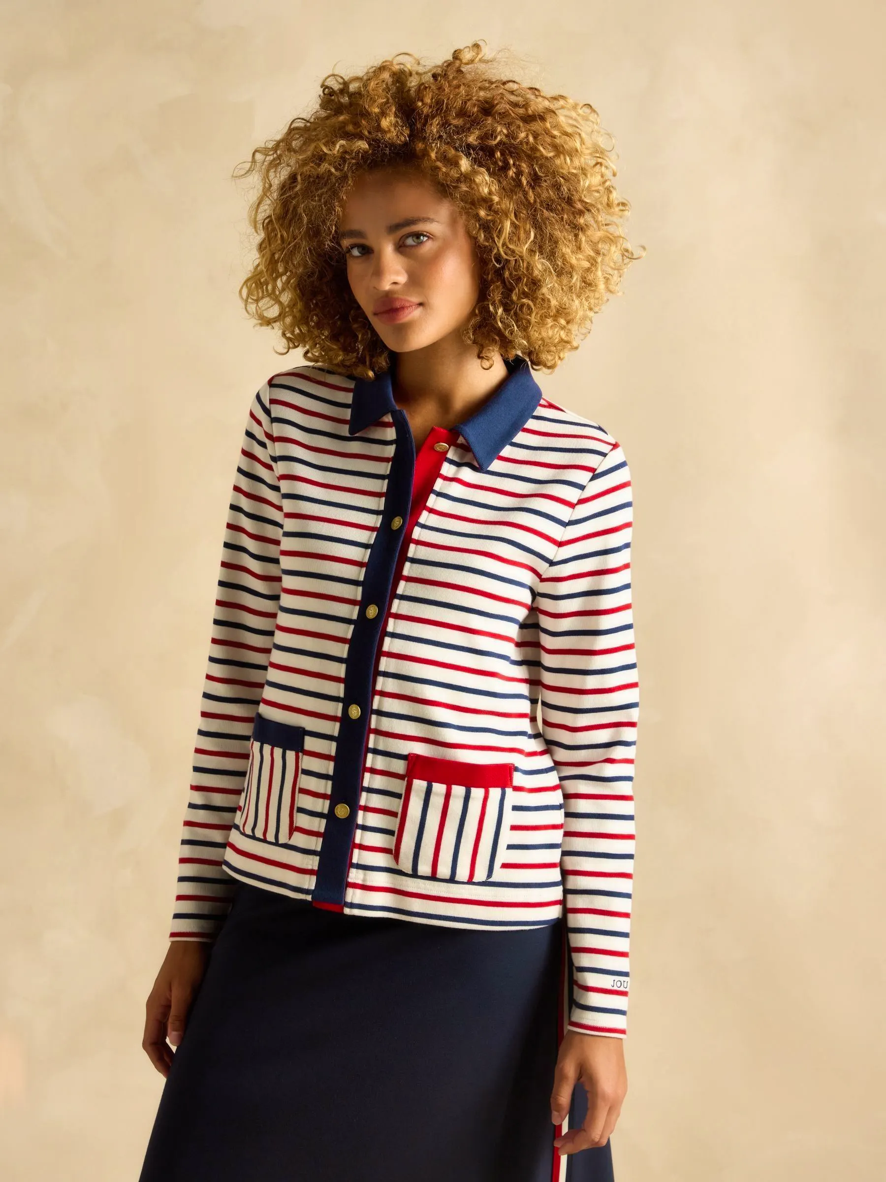 Harbour Blue & Red Jersey Cardigan £55