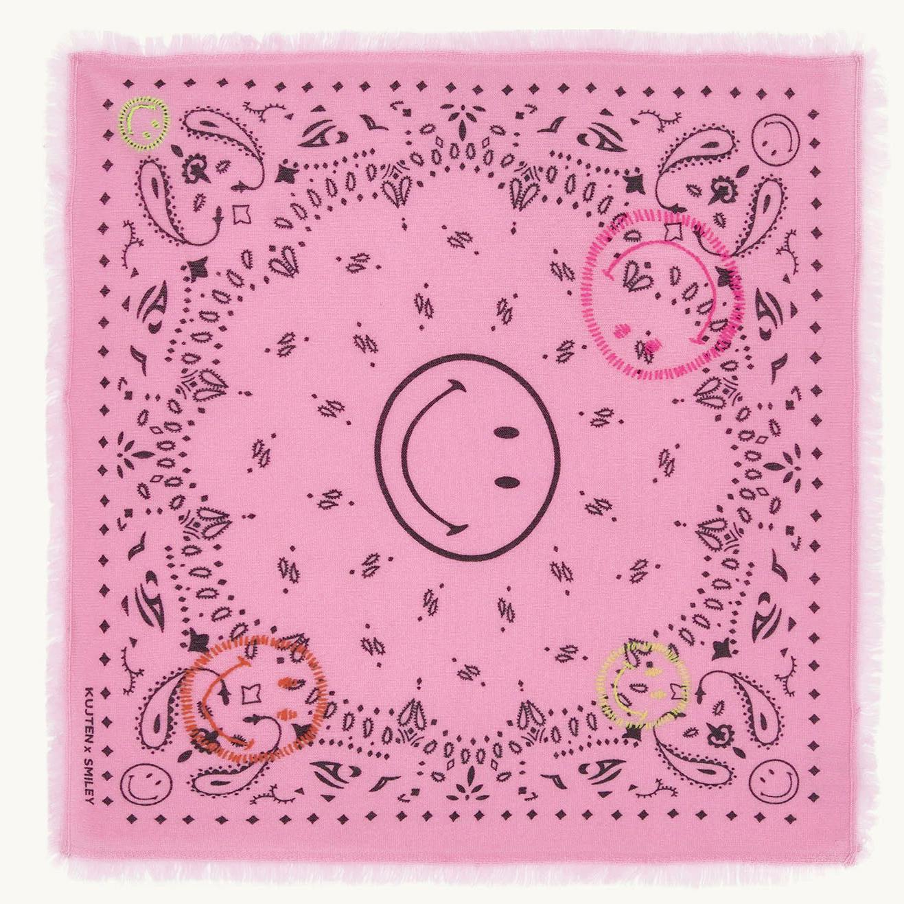 Kujten X Smiley Pink Cashmere Smiley Bandana, £140
