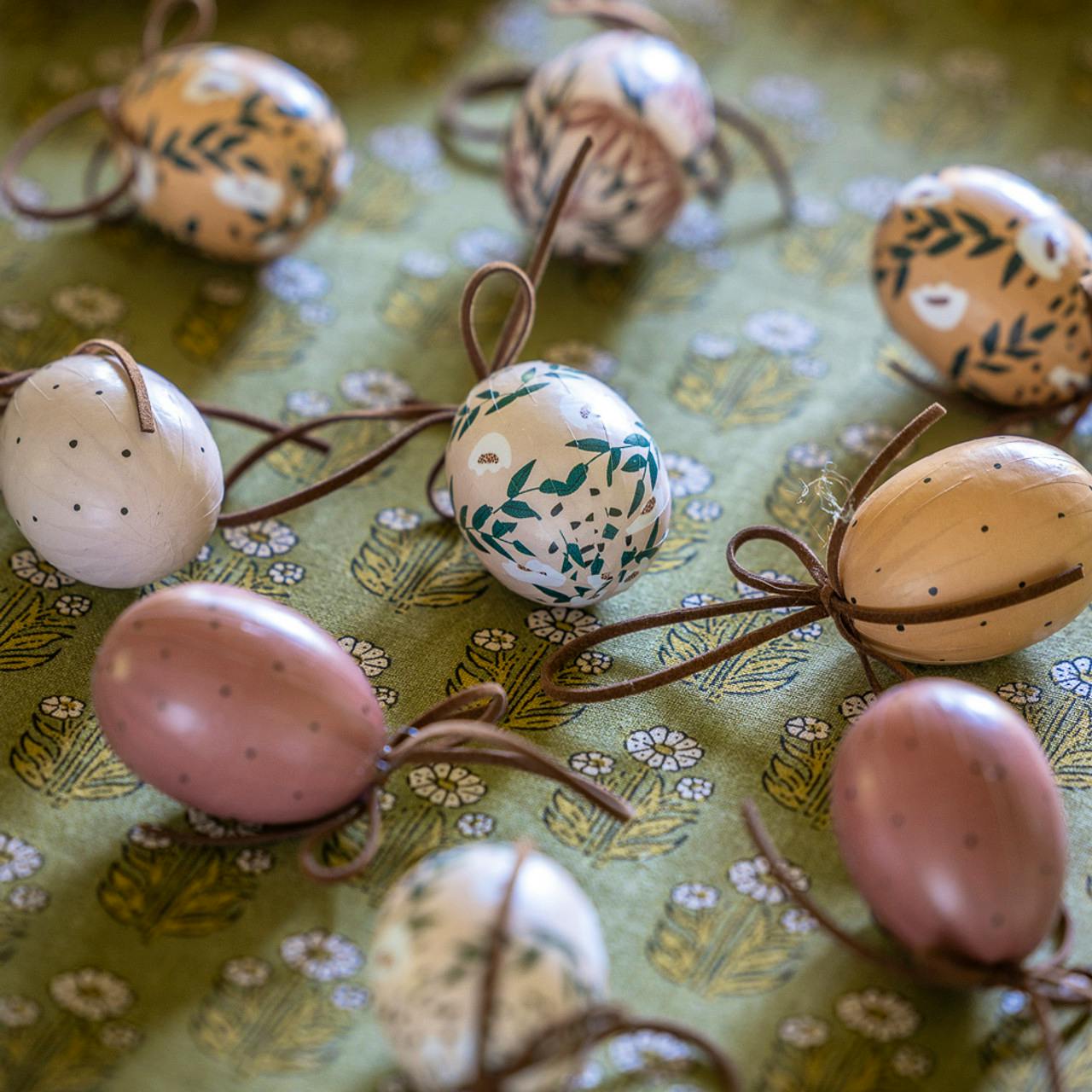 Sarah Raven Folk Paper Wrapped Egg Decorations, Set of 9, £15.95