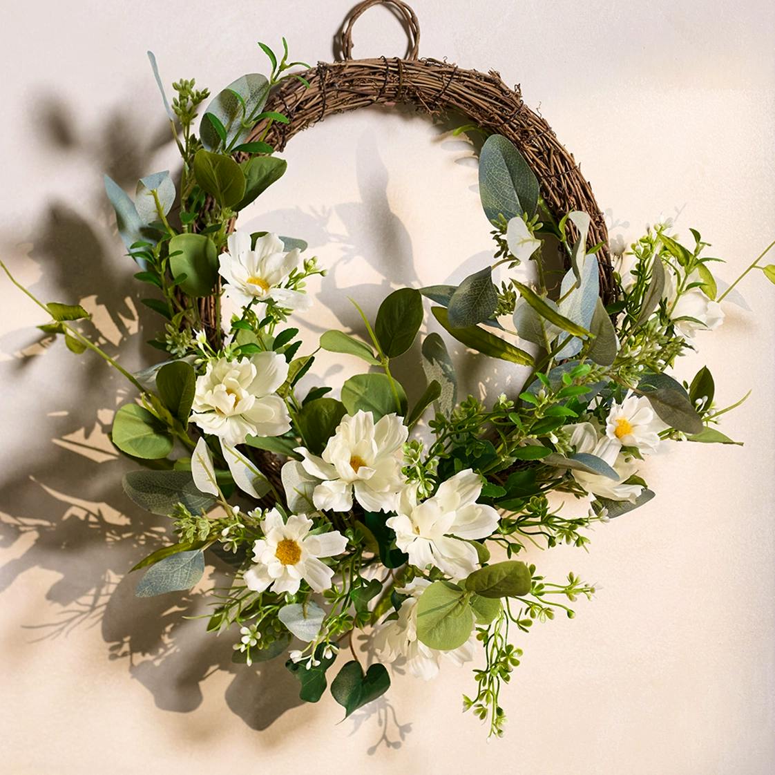 The White Company Cosmos & Eucalyptus Half Wreath, £50