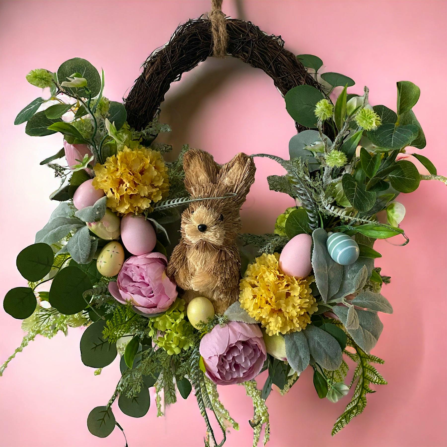 Hutton Faux Flowers Easter Bunny Wreath, £60