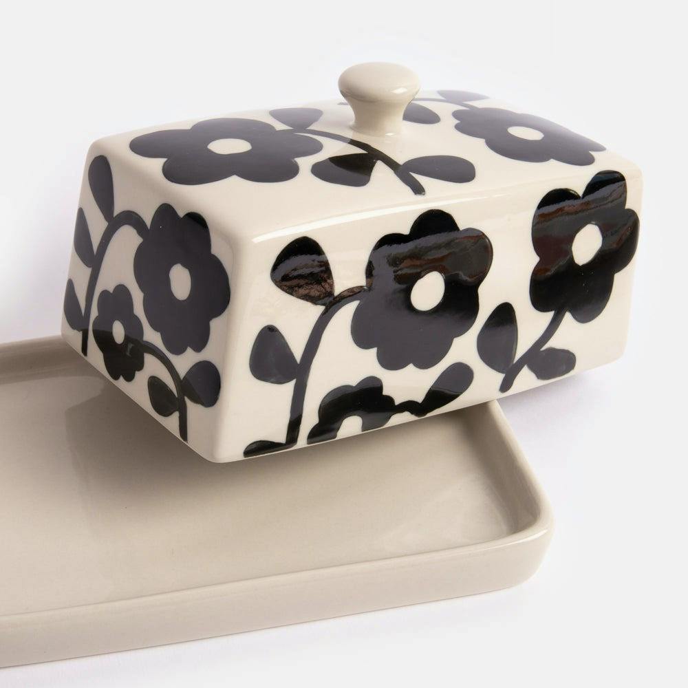 Caroline Gardner Mono Floral Butter Dish, £26