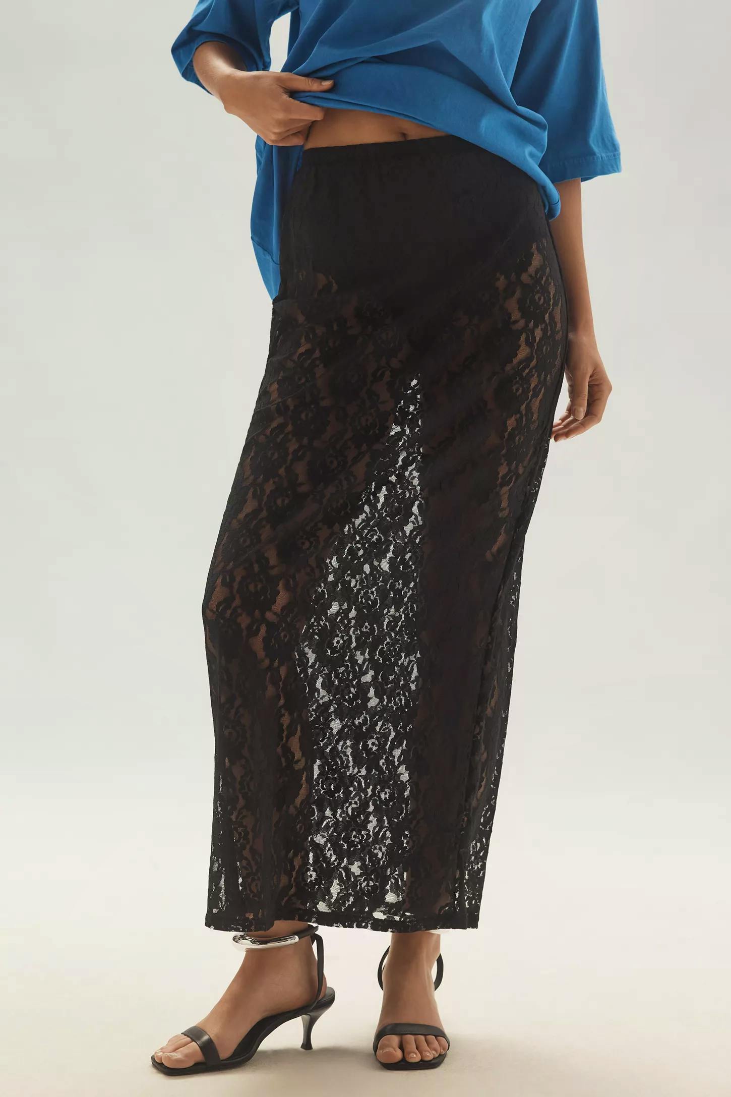 Anthropologie Sheer Lace Midi Skirt, £68